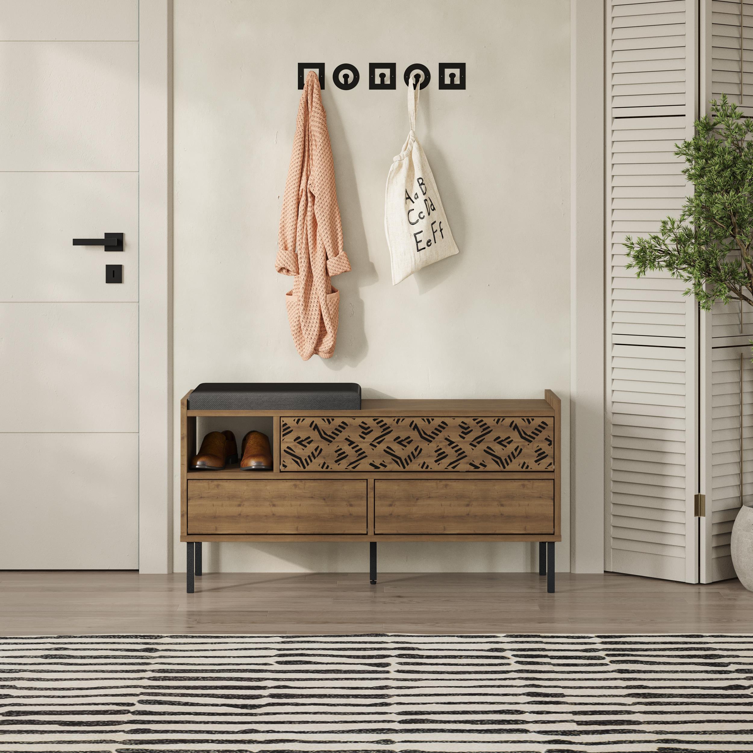 Banc à chaussures moderne Heaton – Meuble à chaussures d'entrée 3 portes avec assise
