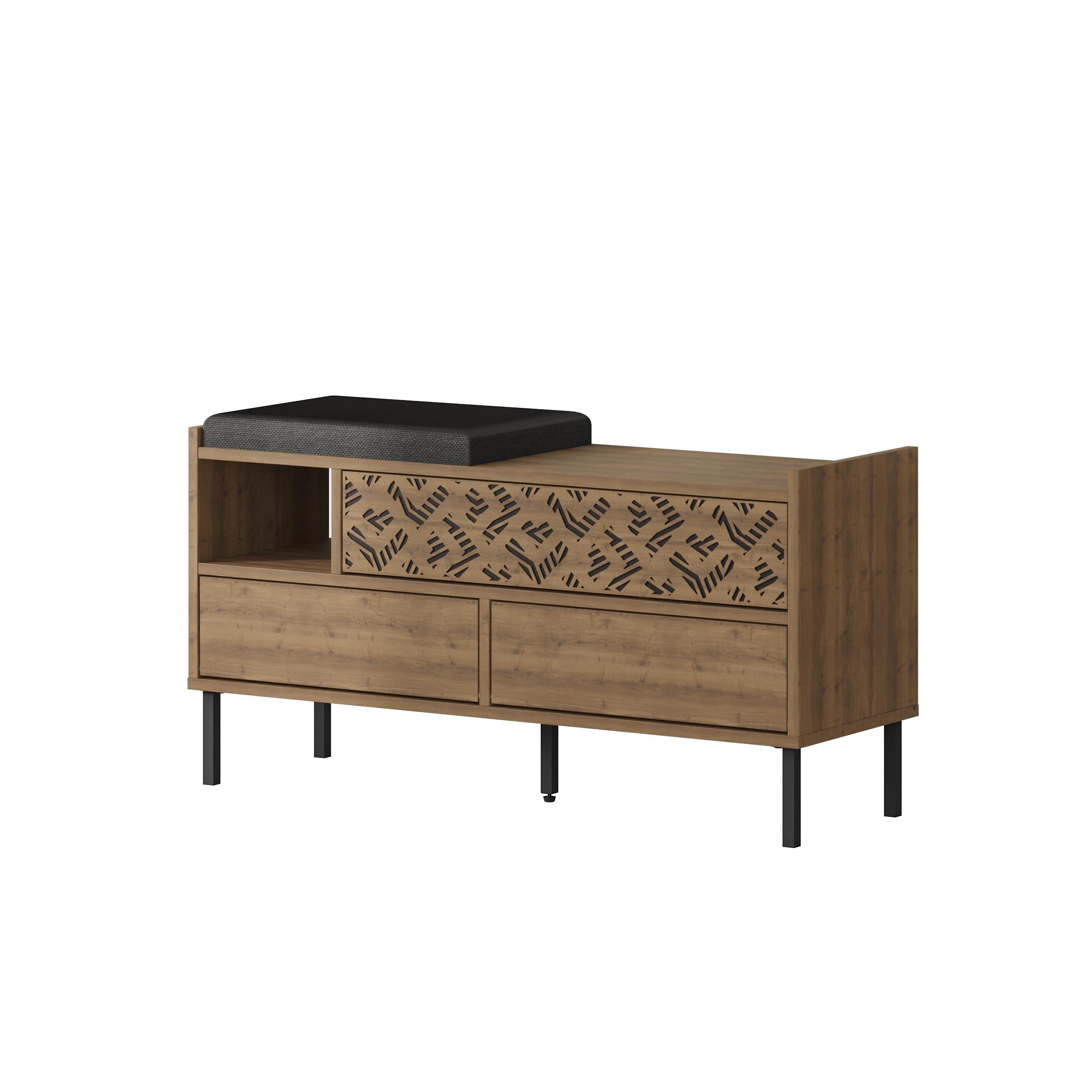 Banc à chaussures moderne Heaton – Meuble à chaussures d'entrée 3 portes avec assise