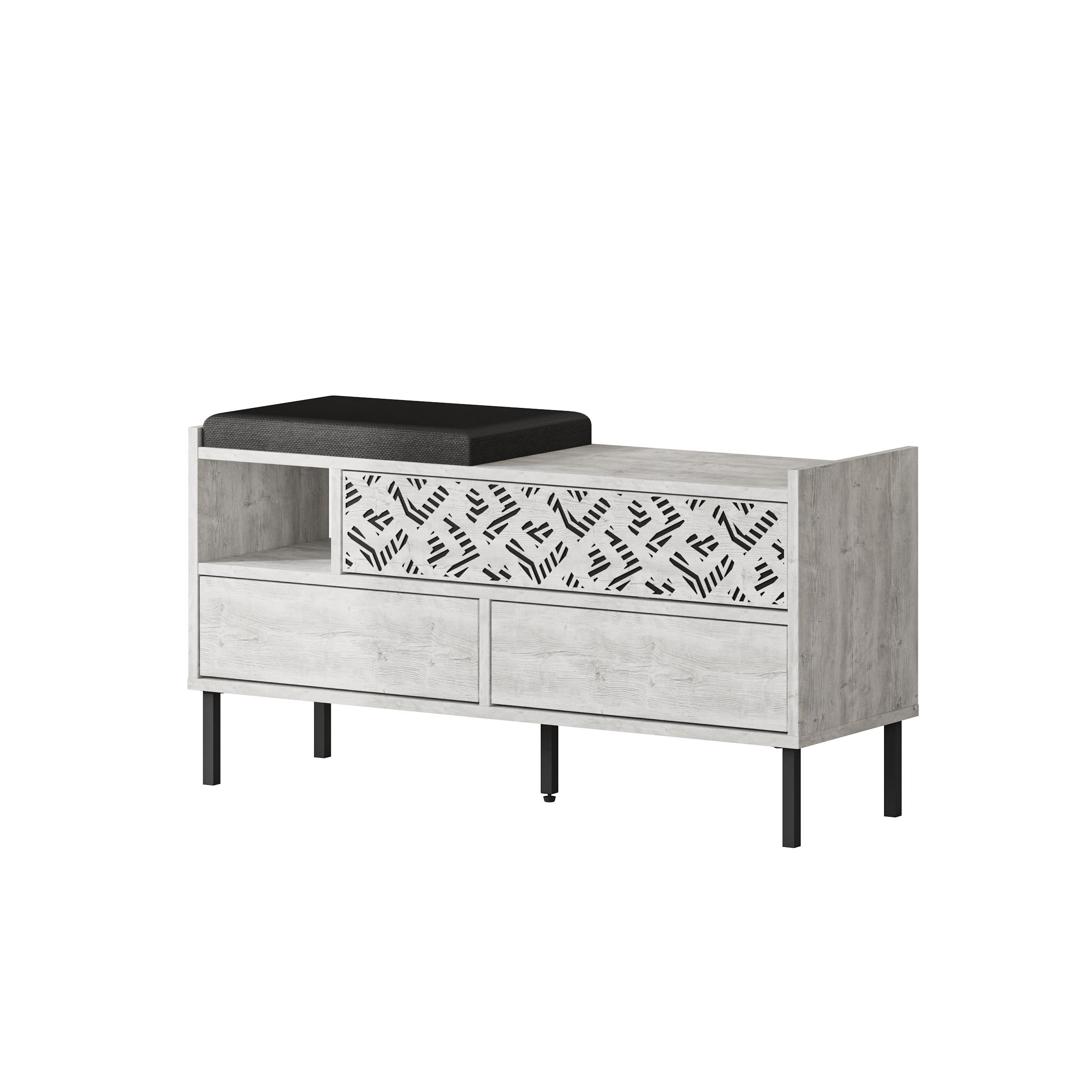Banc à chaussures moderne Heaton – Meuble à chaussures d'entrée 3 portes avec assise