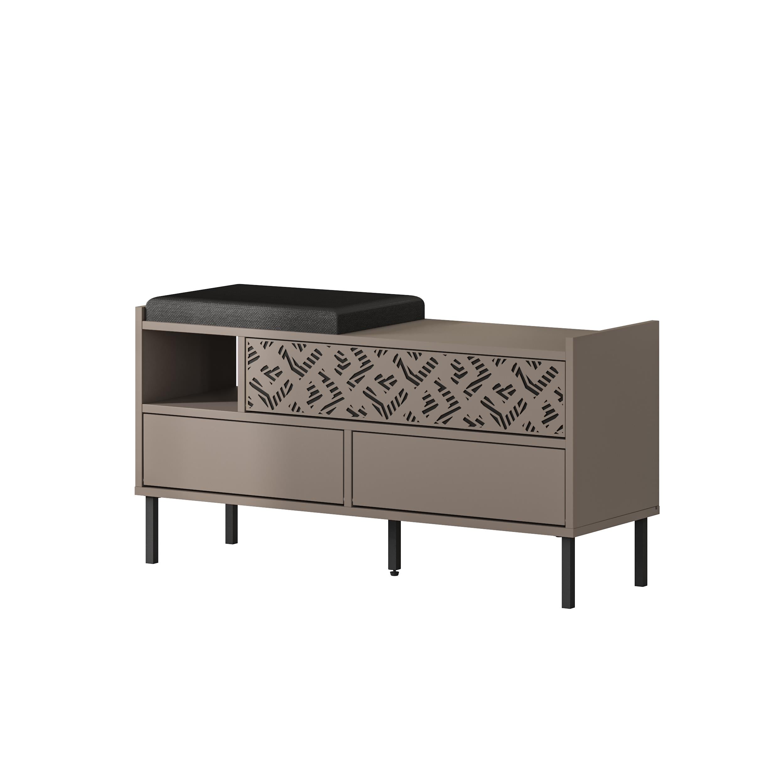 Banc à chaussures moderne Heaton – Meuble à chaussures d'entrée 3 portes avec assise