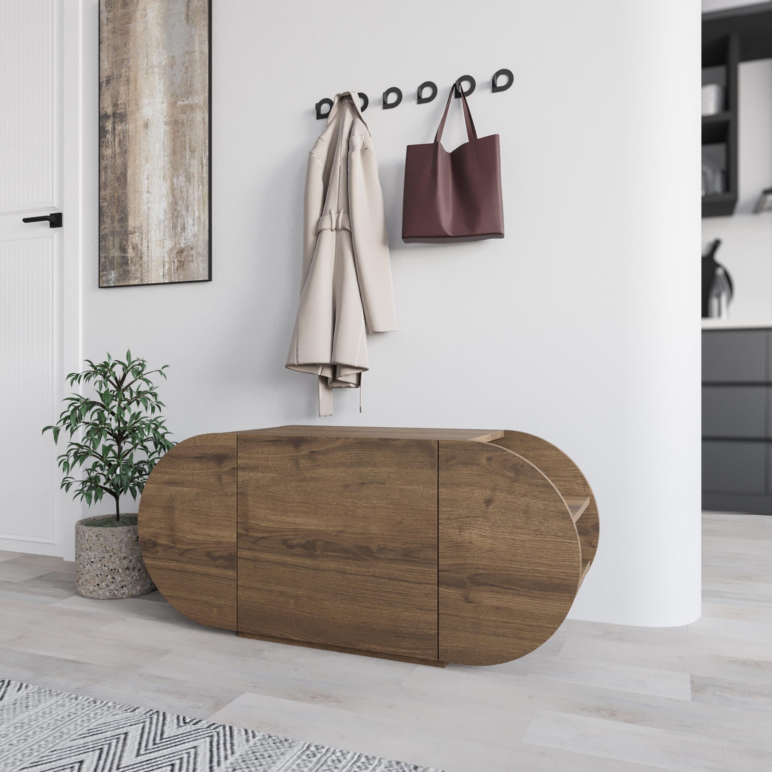 Banc à chaussures Pozy – Banc de couloir moderne avec armoire