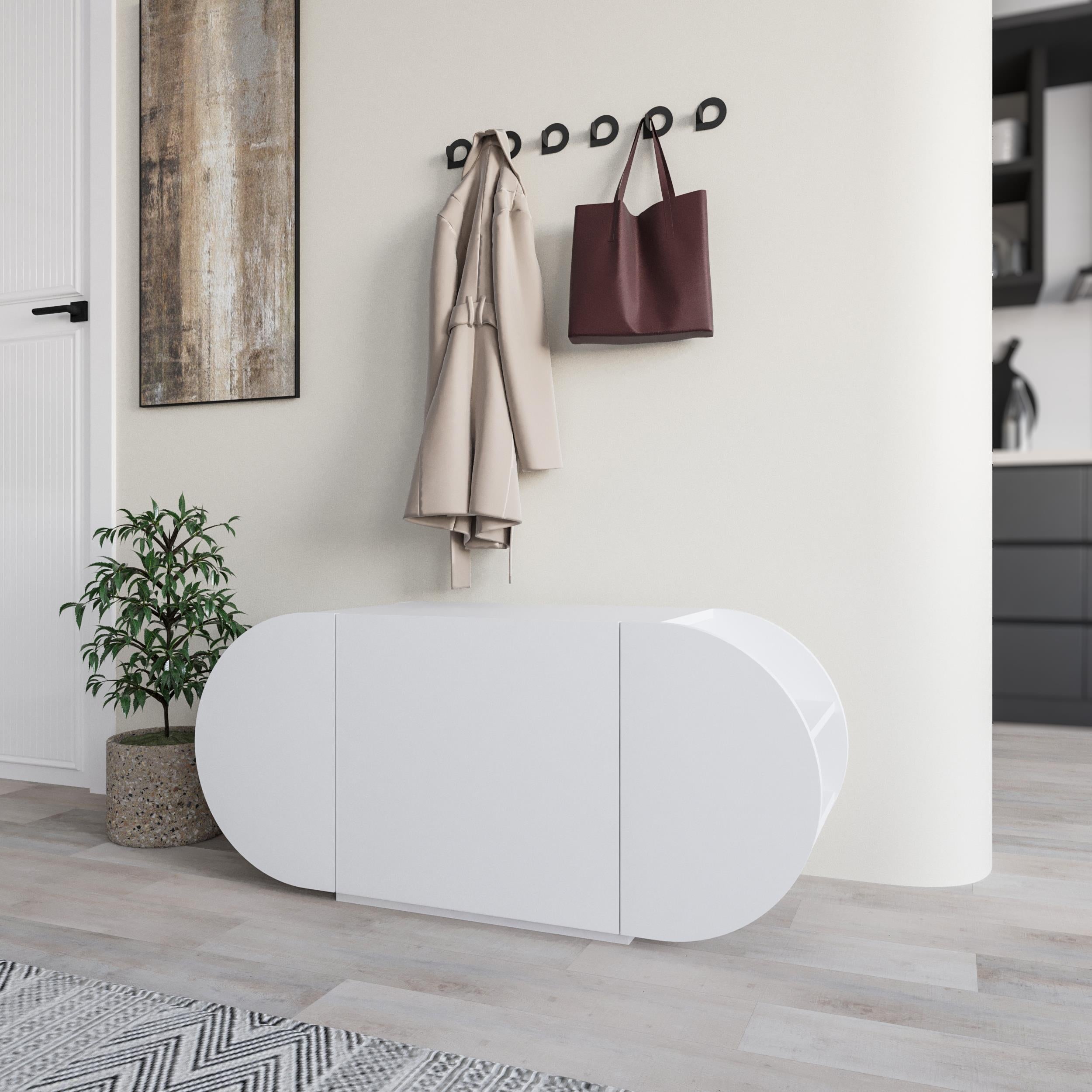 Banc à chaussures Pozy – Banc de couloir moderne avec armoire