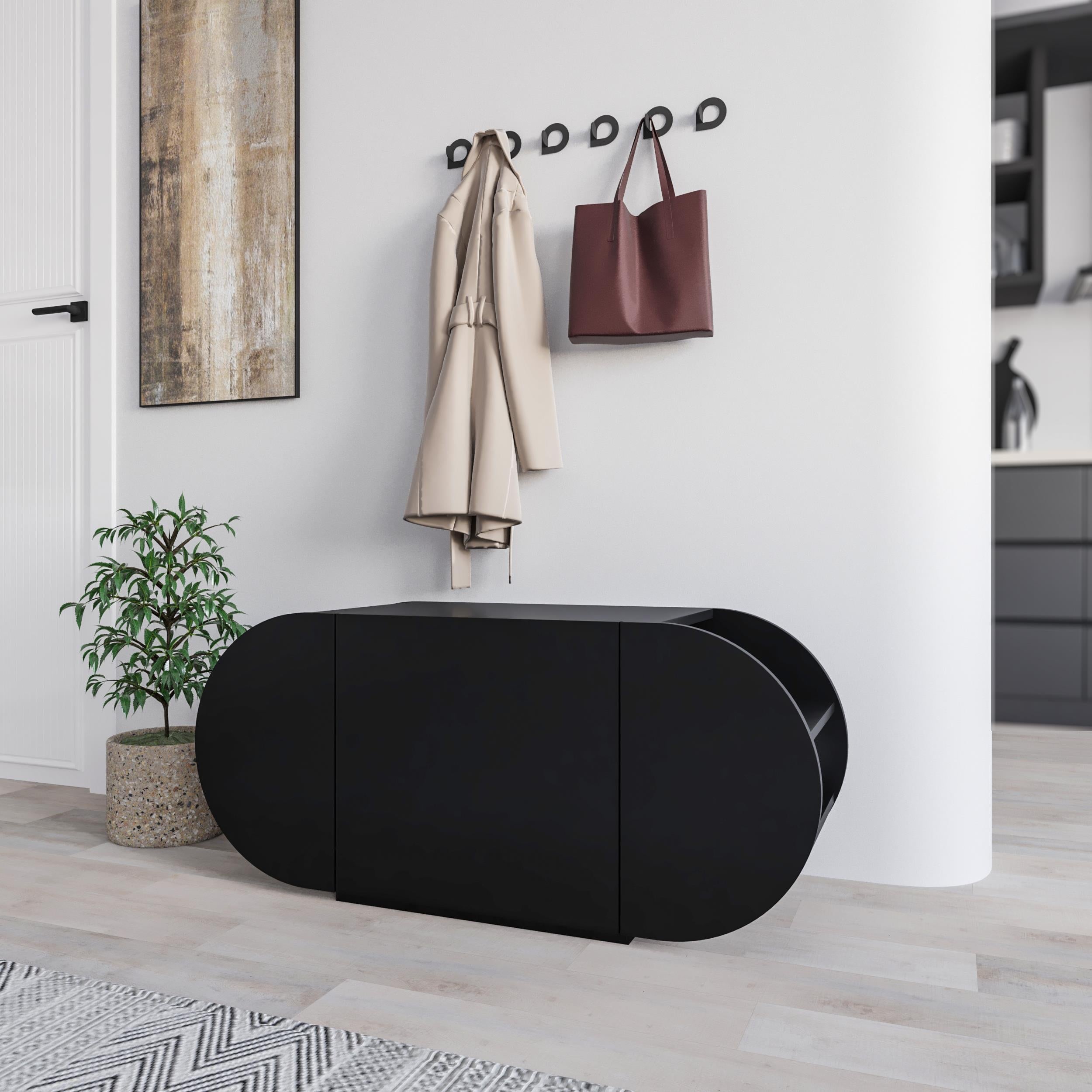 Banc à chaussures Pozy – Banc de couloir moderne avec armoire