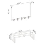 Decortieliving - Roya Hall Set Shoe Rack, 5 Metal Hook Wall Rail Black 72 x 30 x 50.2 cm