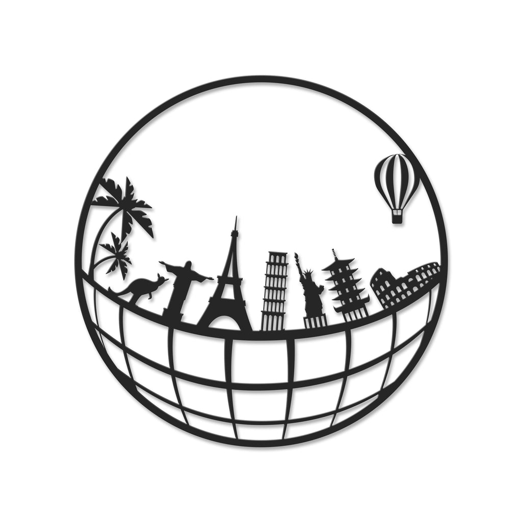 Decortieliving - Metal Wall Art-no:21 Travel