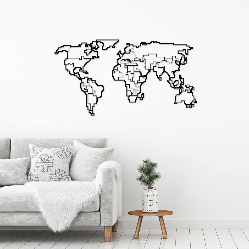 Decortieliving - Metal Wall Art-no:41 World Map