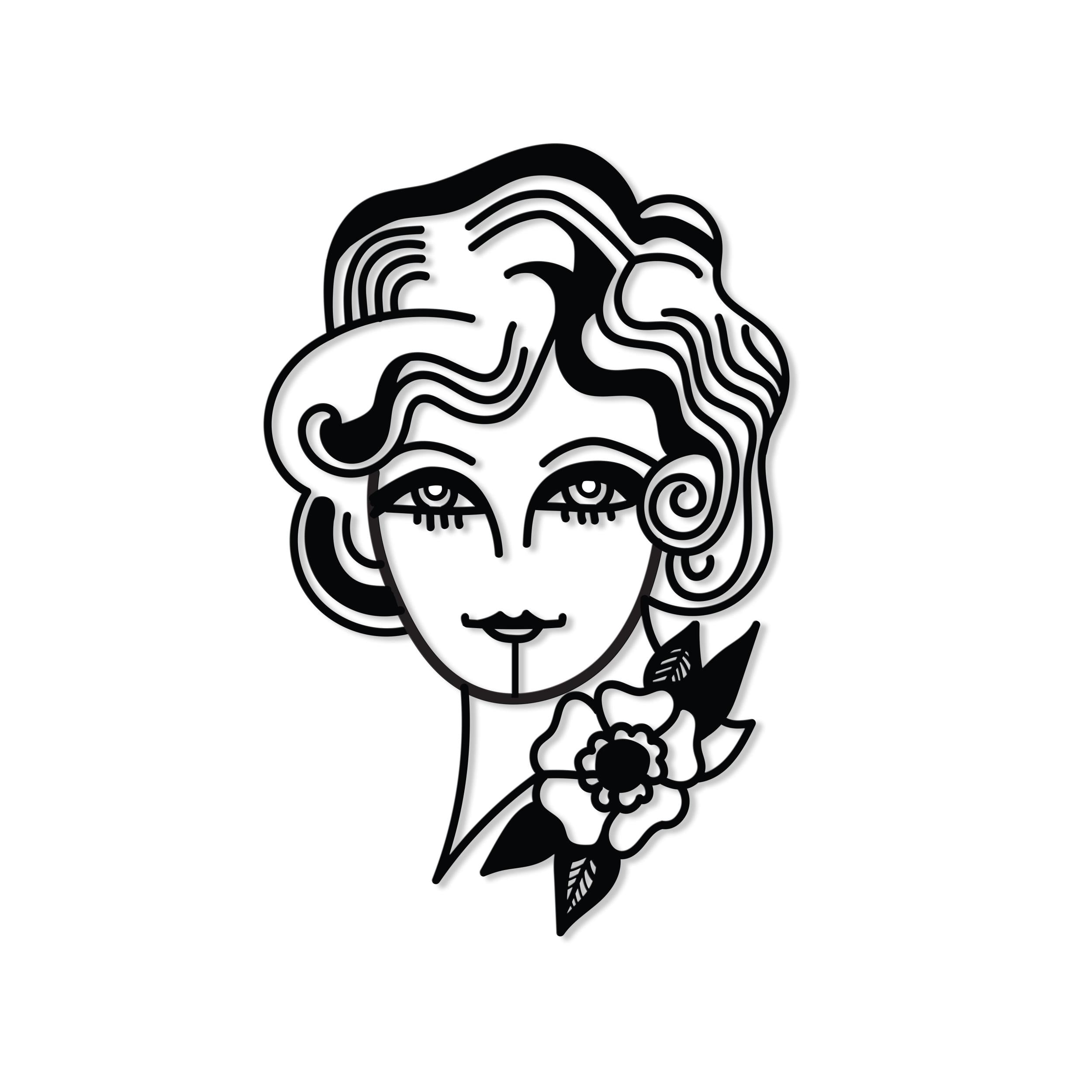 Decortieliving - Metal Wall Art-no:43 Woman In Flowers