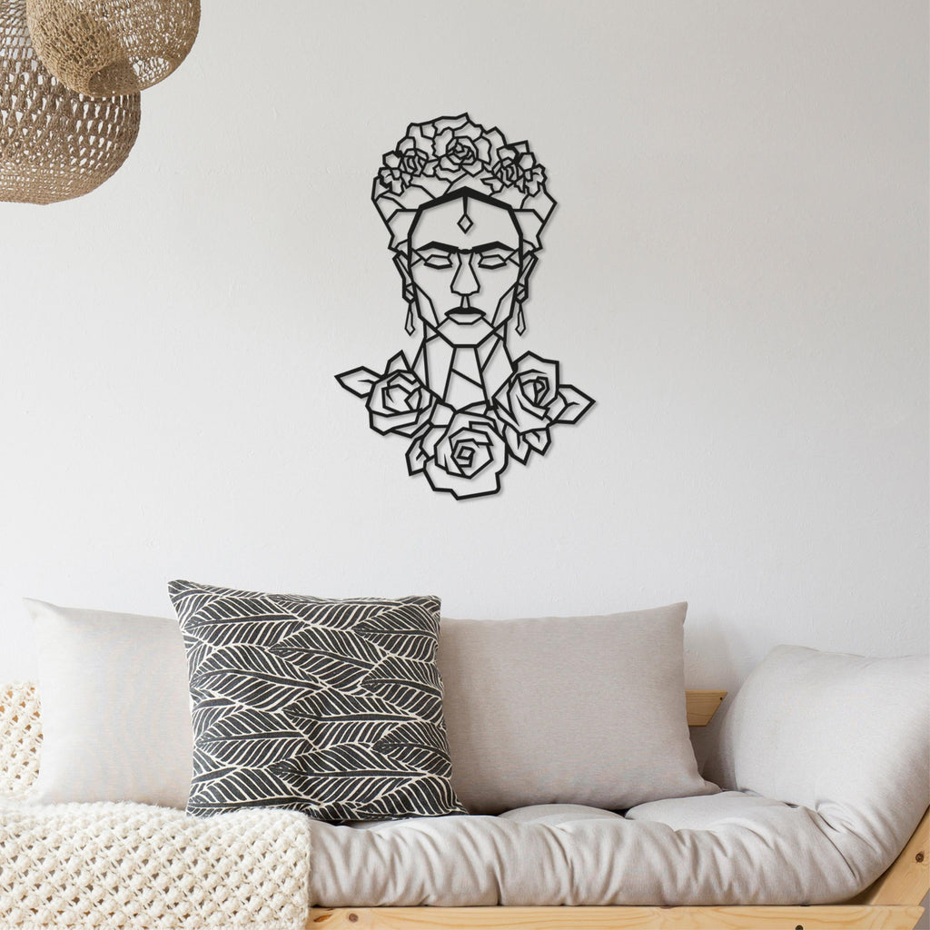 Decortieliving - Metal Wall Art Frida Rose Black