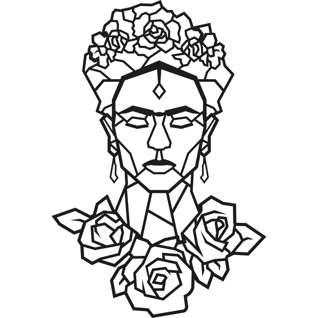 Decortieliving - Metal Wall Art Frida Rose Black