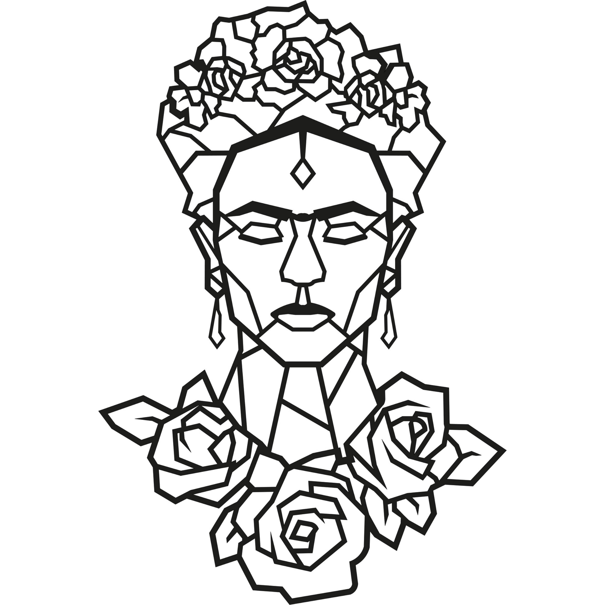 Decortieliving - Metal Wall Art Frida Rose Black