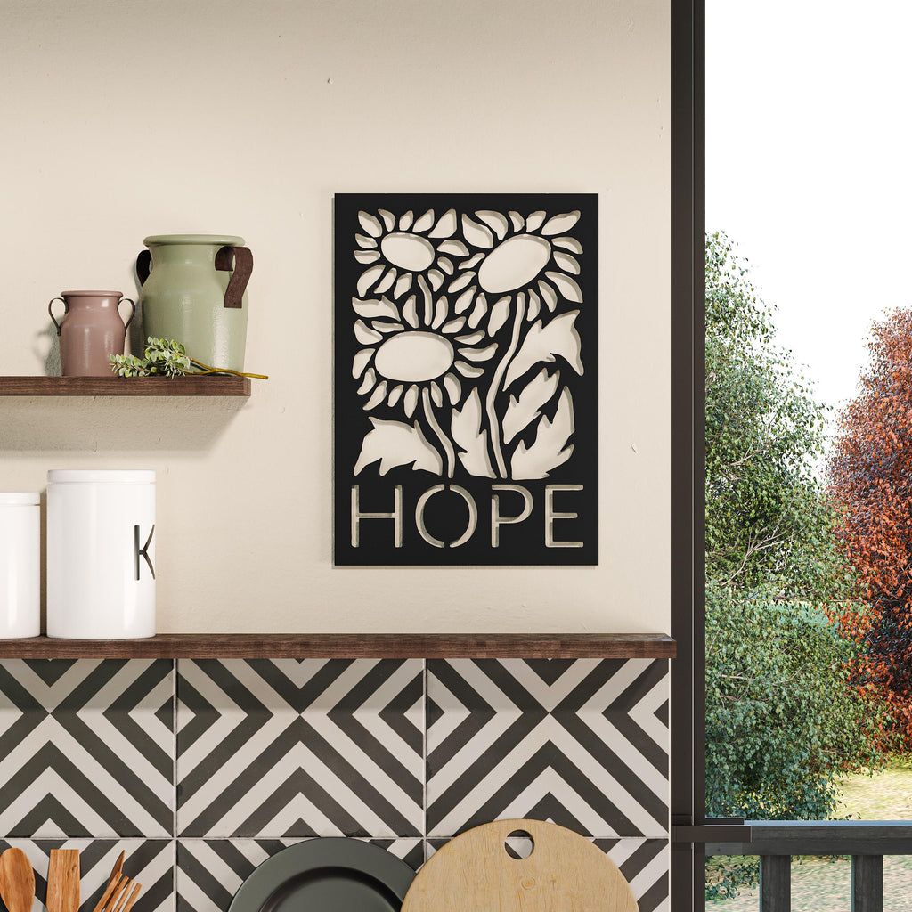 Decortieliving - Metal Wall Art - Hope