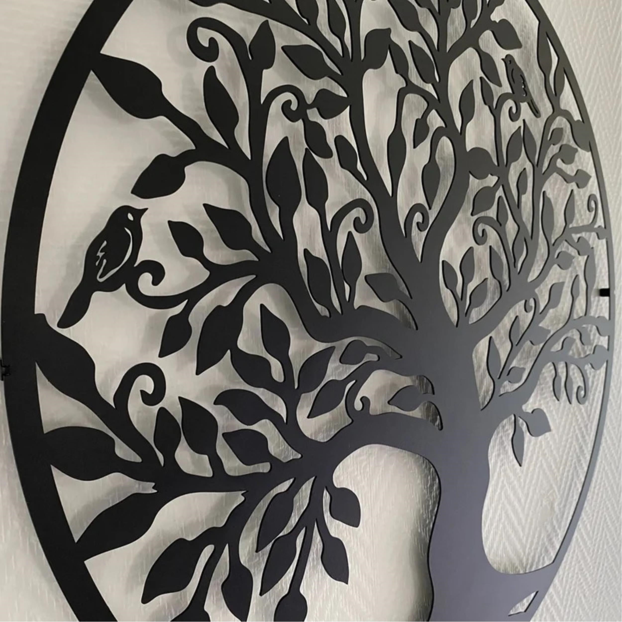 Décoration murale en métal - Arbre avec oiseaux 45cm