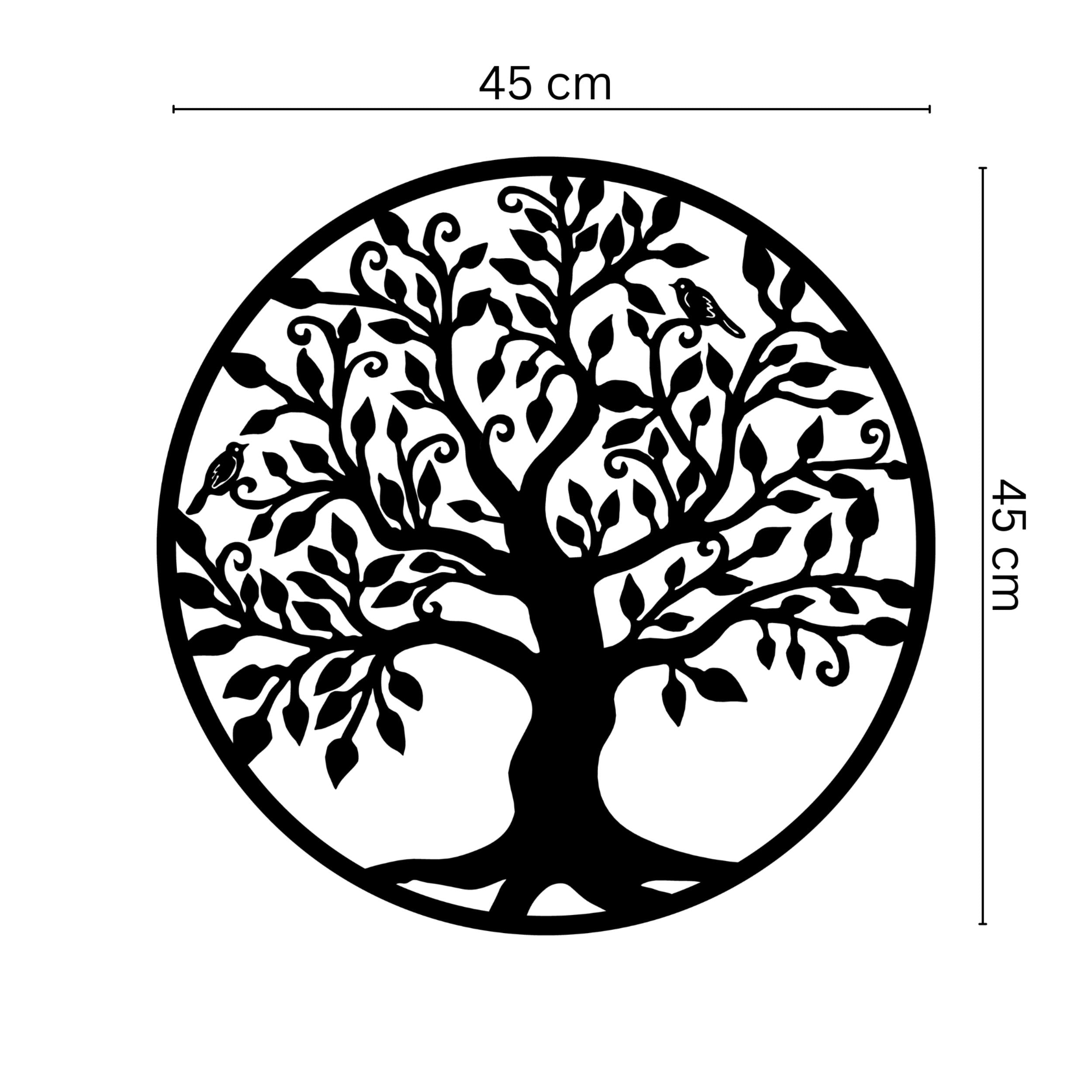Décoration murale en métal - Arbre avec oiseaux 45cm