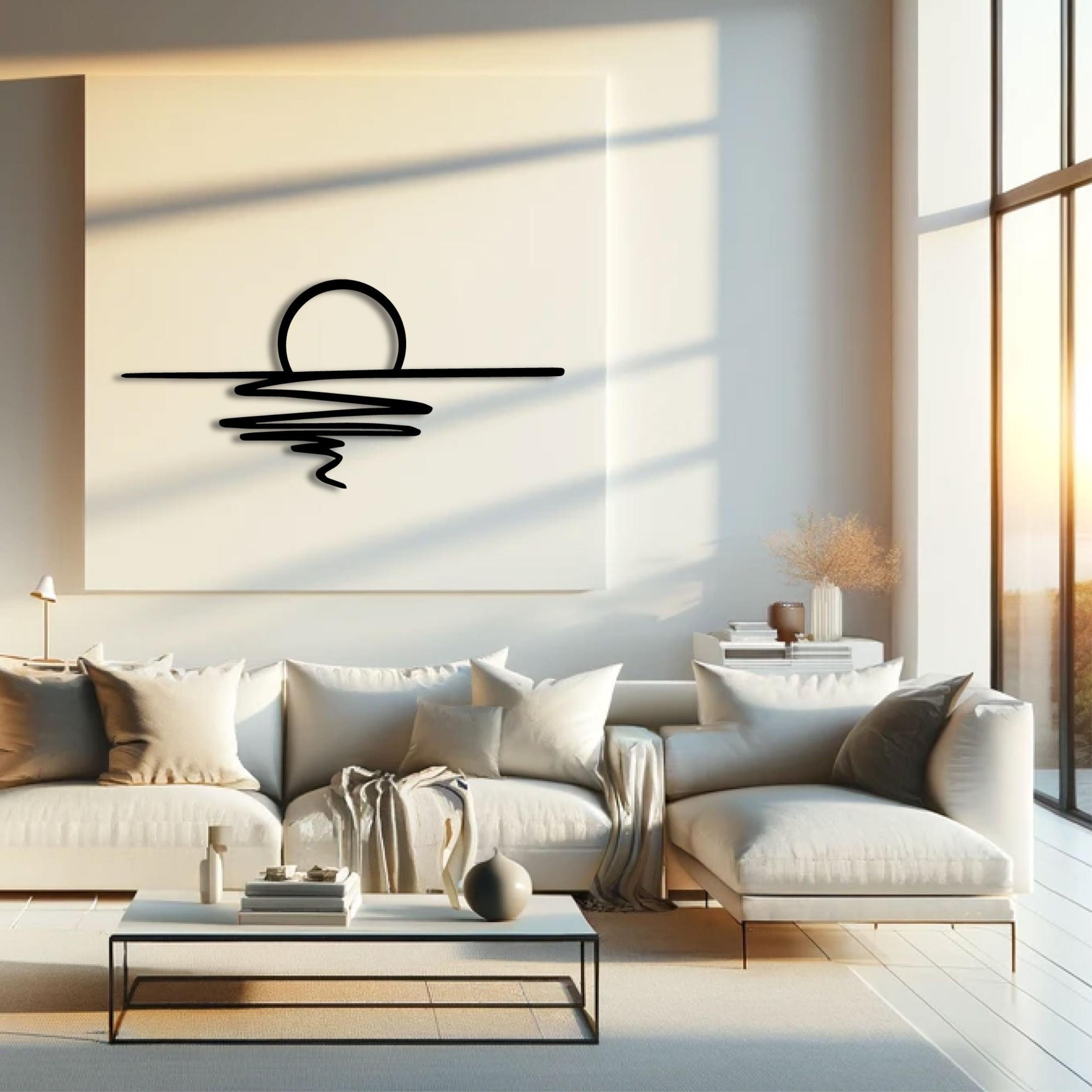 Décoration murale en métal - Coucher de soleil 75x35 cm