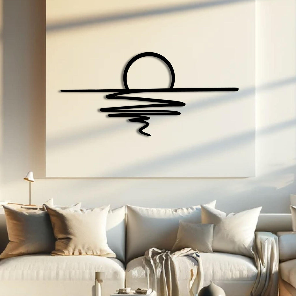Décoration murale en métal - Coucher de soleil 75x35 cm