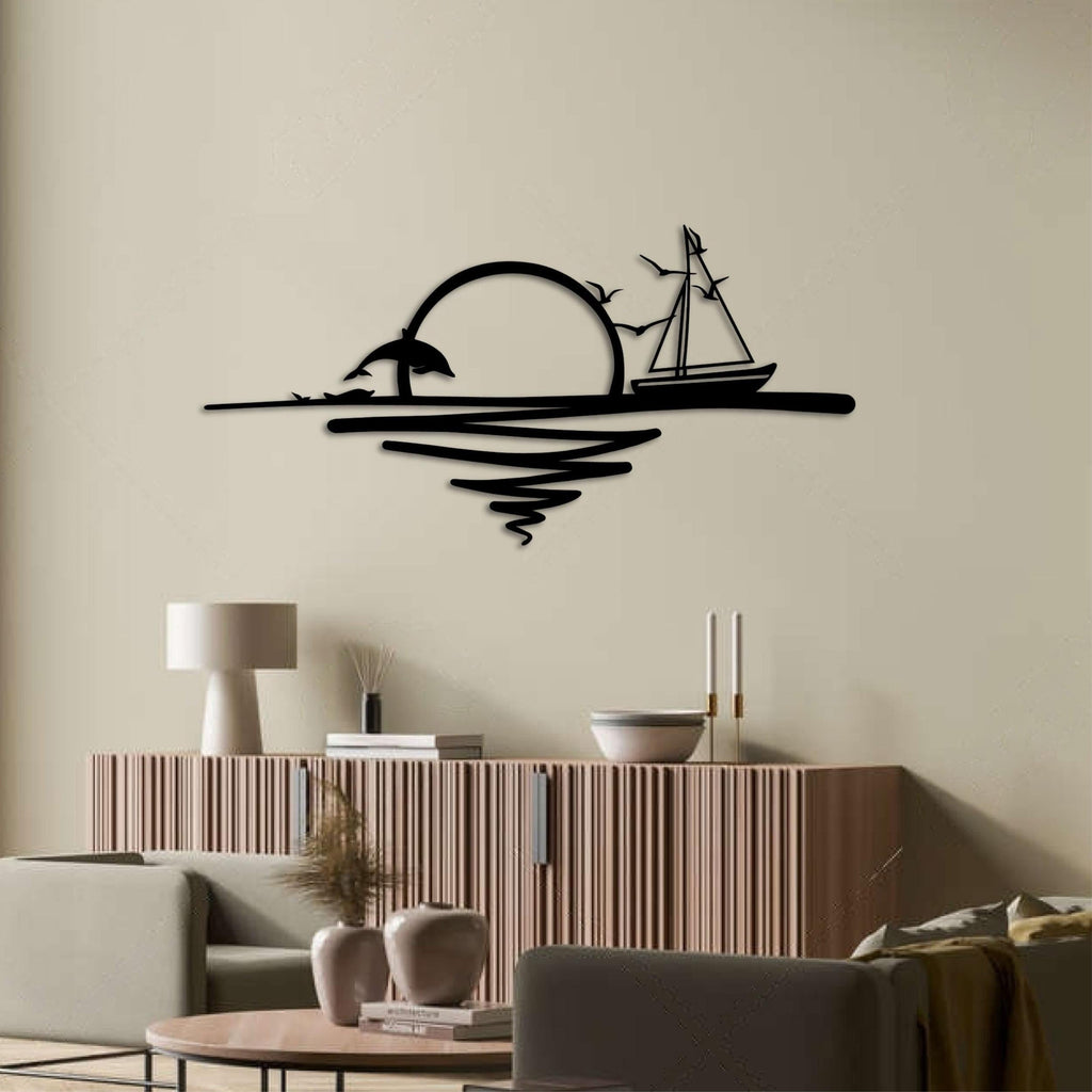 Décoration murale en métal - Soleil Levant 75x37 cm