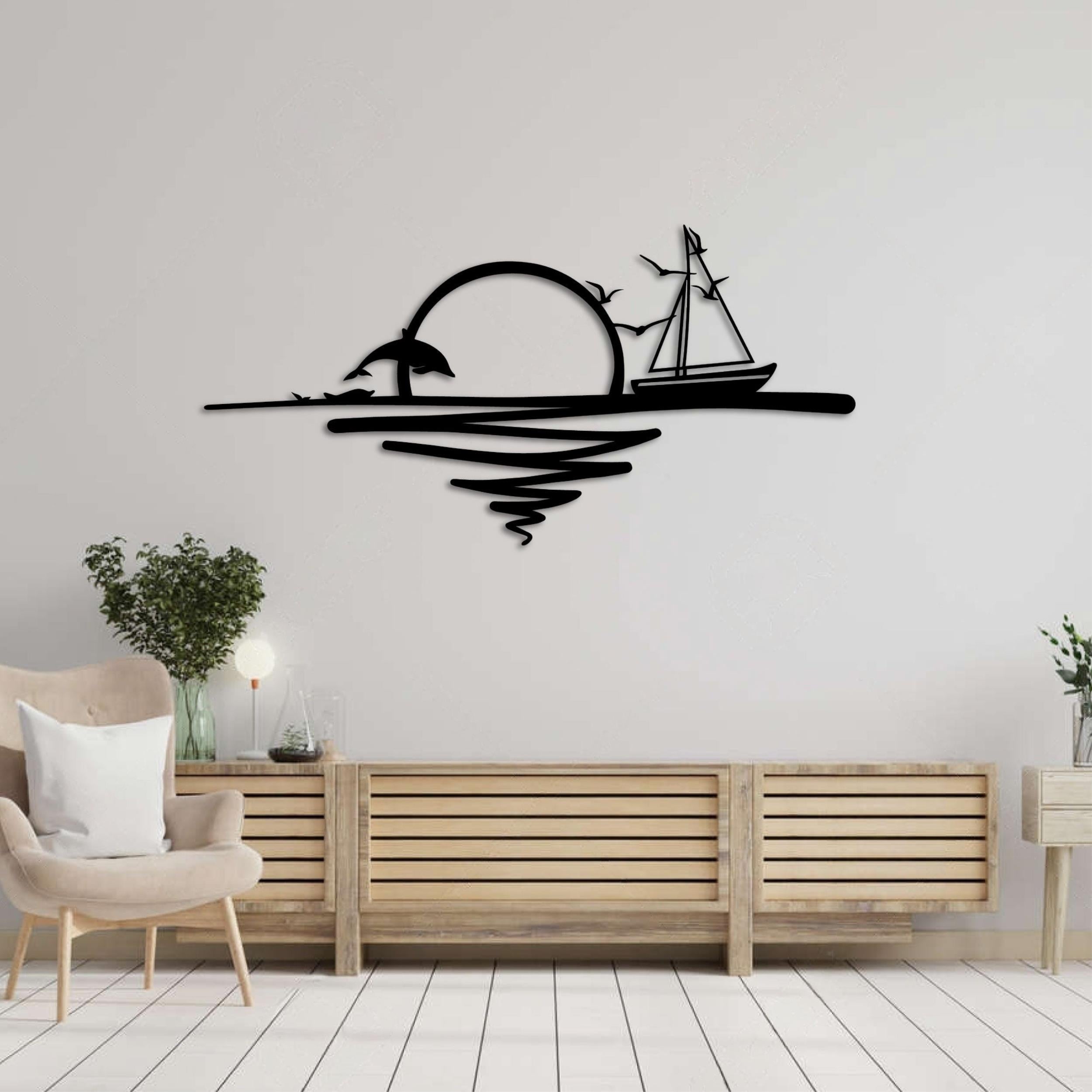 Décoration murale en métal - Soleil Levant 90x44 cm