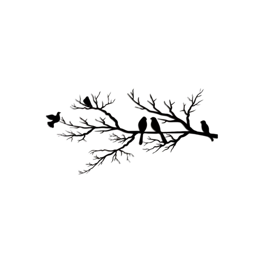 Décoration murale en métal - Oiseaux sur la branche 120x55 cm