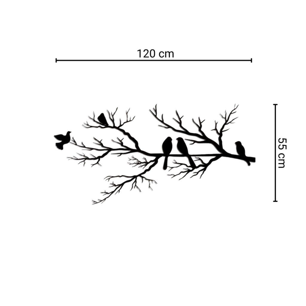 Décoration murale en métal - Oiseaux sur la branche 120x55 cm