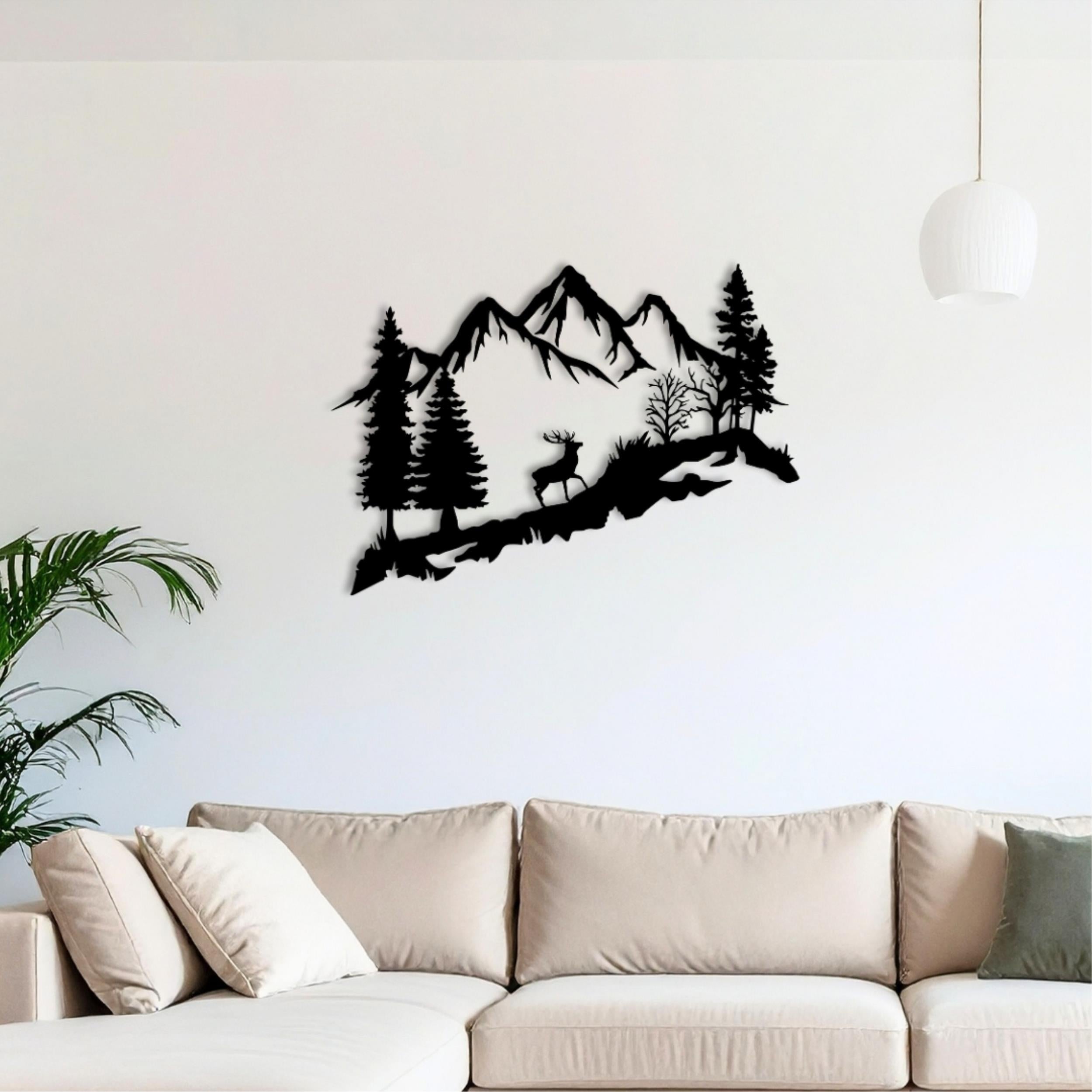 Décoration murale en métal - Cerf dans la forêt 60cm