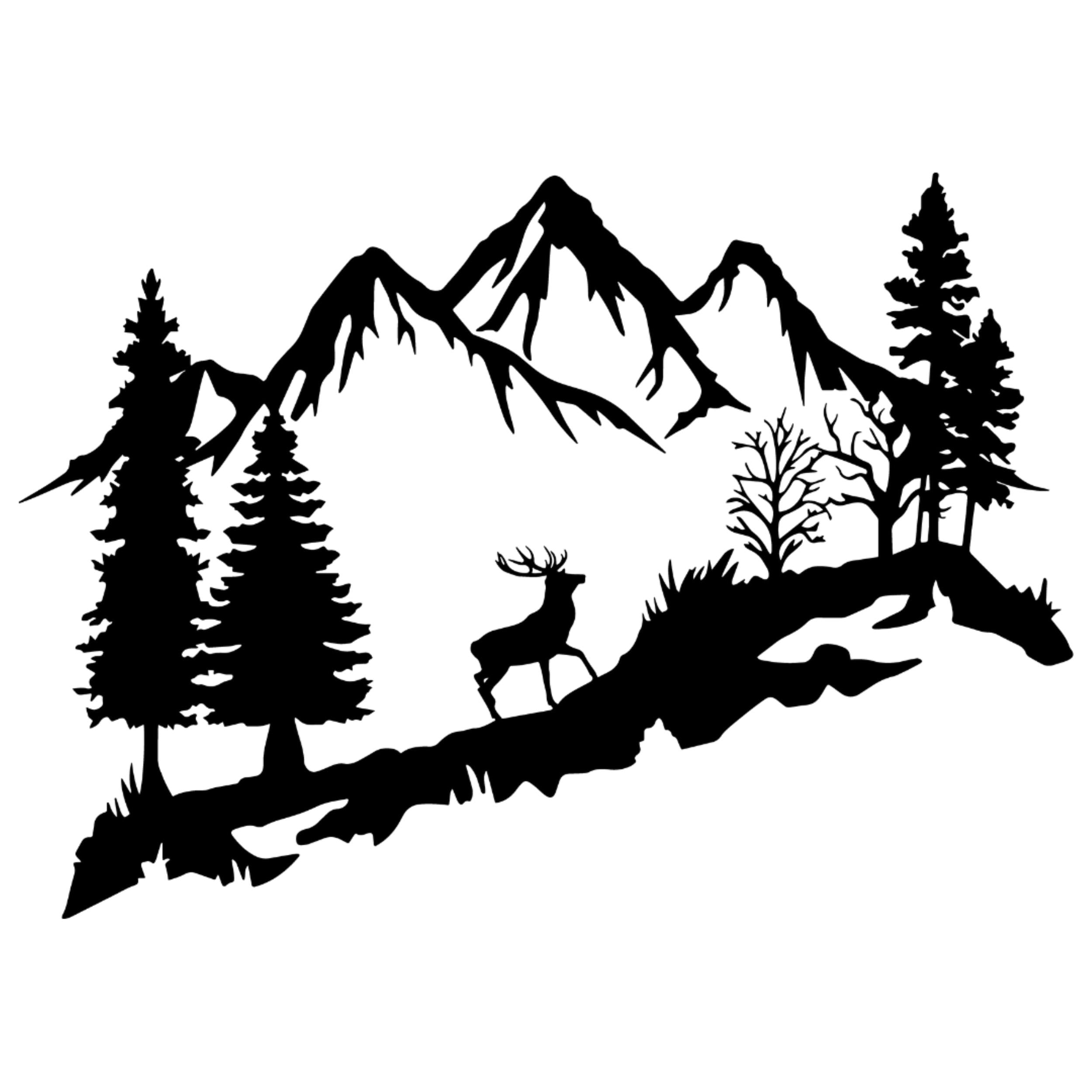 Décoration murale en métal - Cerf dans la forêt 60cm