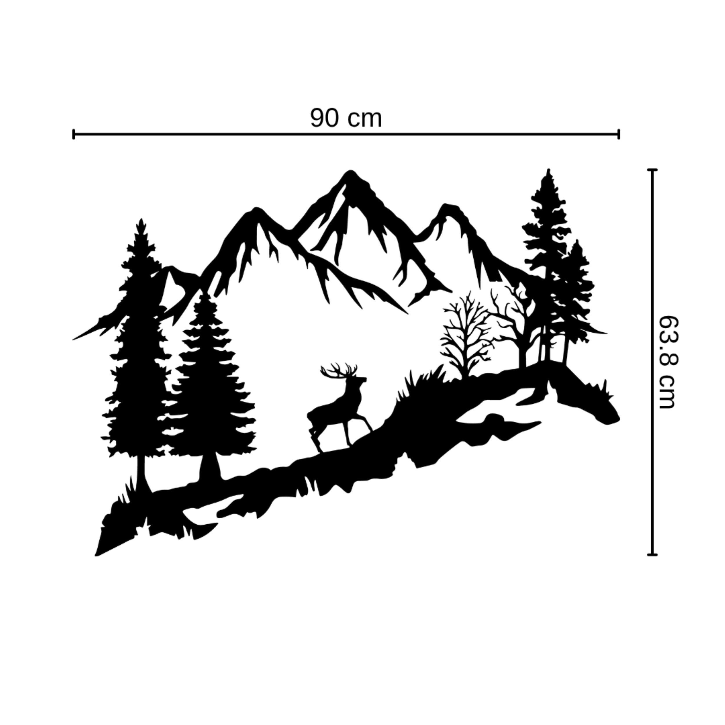 Décoration Murale Métal - Cerf dans la Forêt 90cm