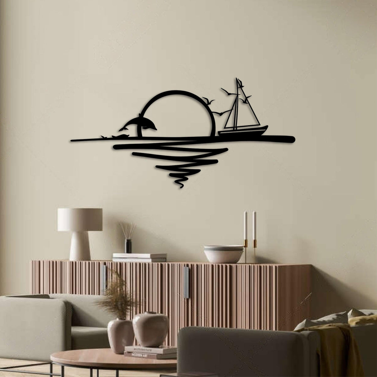 Decortieliving - Metal Wall Art - Rising Sun 120x55,2 Cm