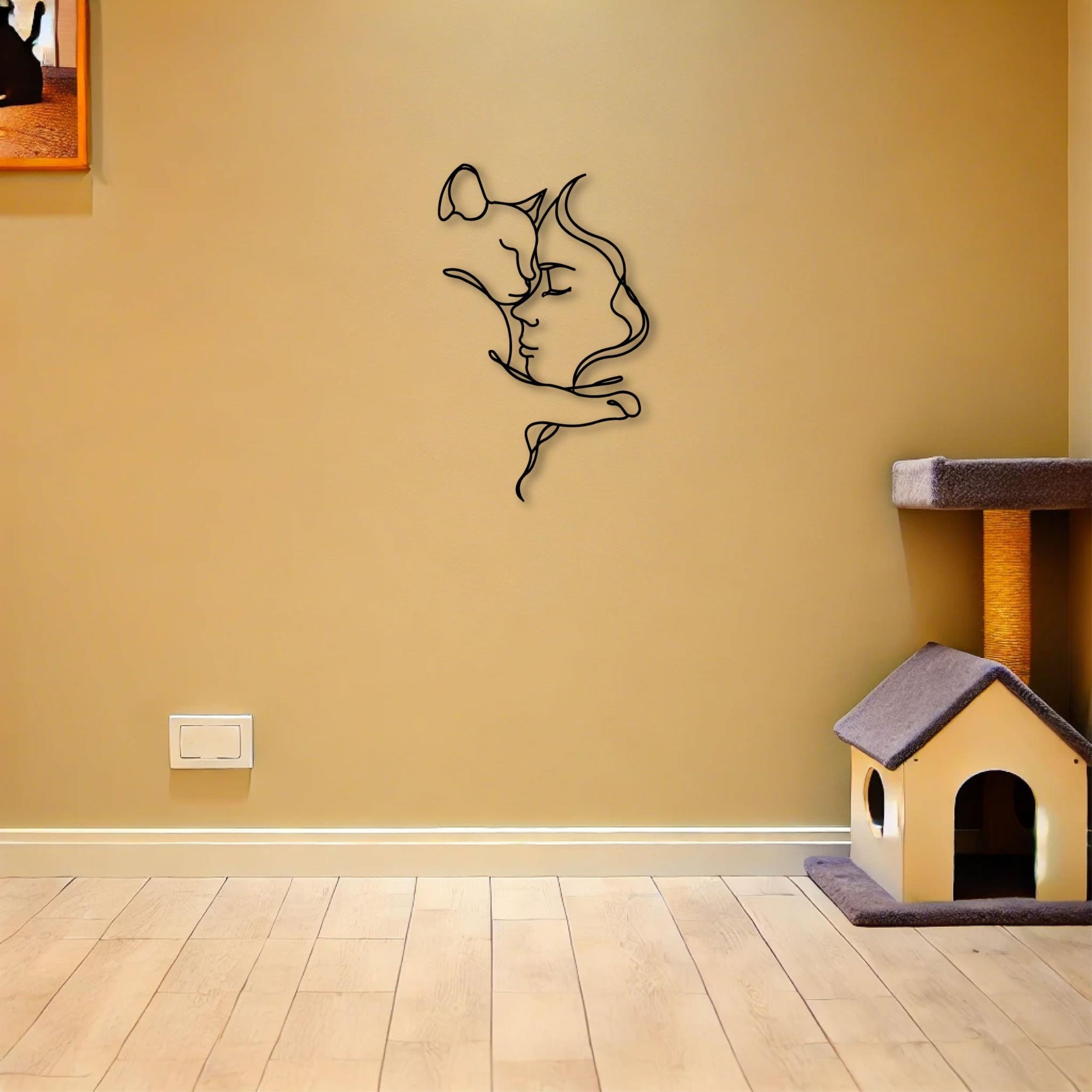 Décoration murale en métal - Amoureux des chats 70x44 cm