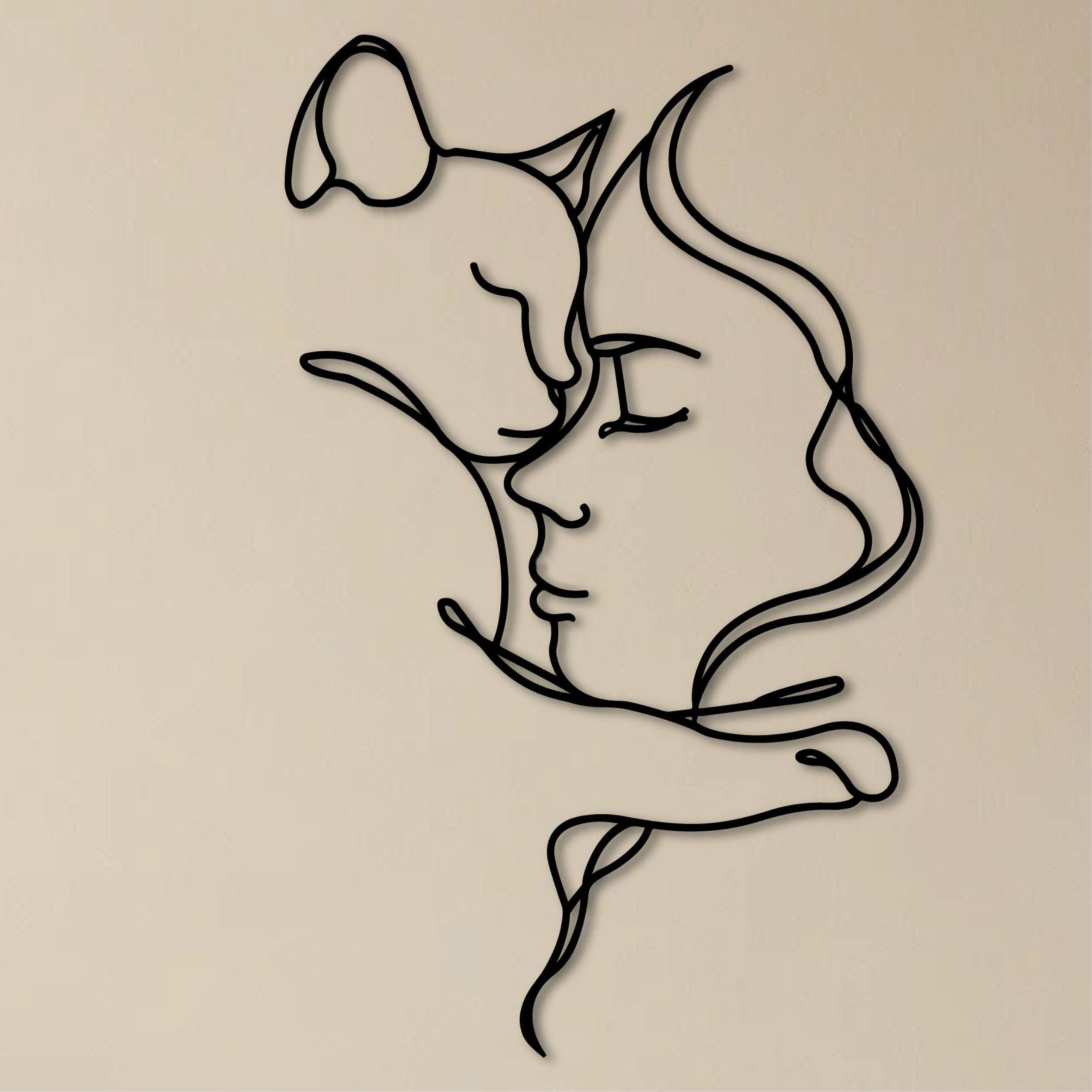 Décoration murale en métal - Amoureux des chats 70x44 cm