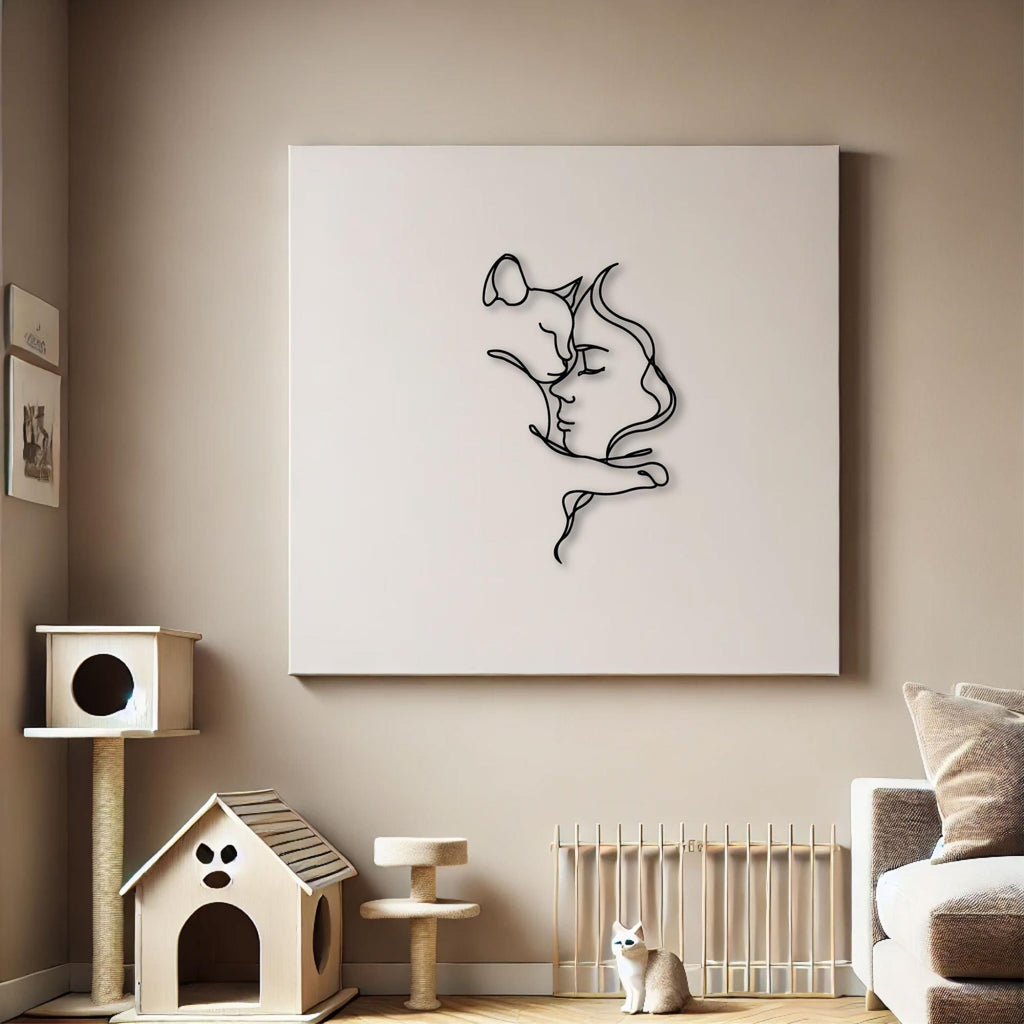 Décoration murale en métal - Amoureux des chats 70x44 cm