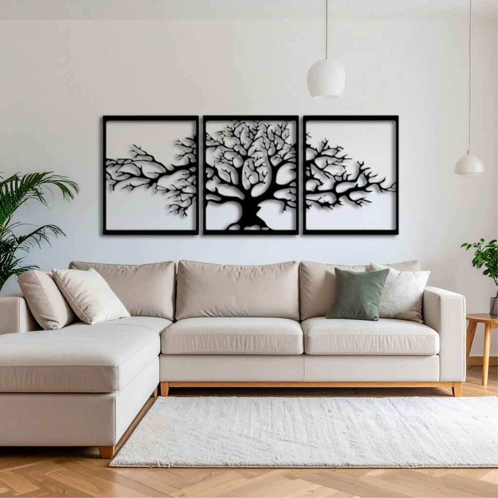 Decortieliving - Metal Wall Art-Triptych Platanus 60 Cm