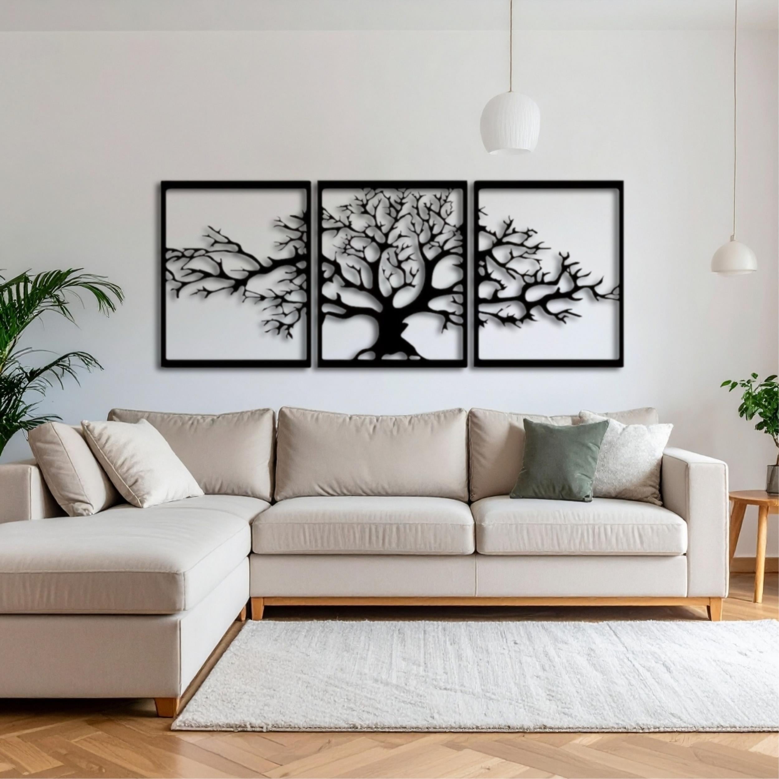 Decortieliving - Metal Wall Art-Triptych Platanus 60 Cm