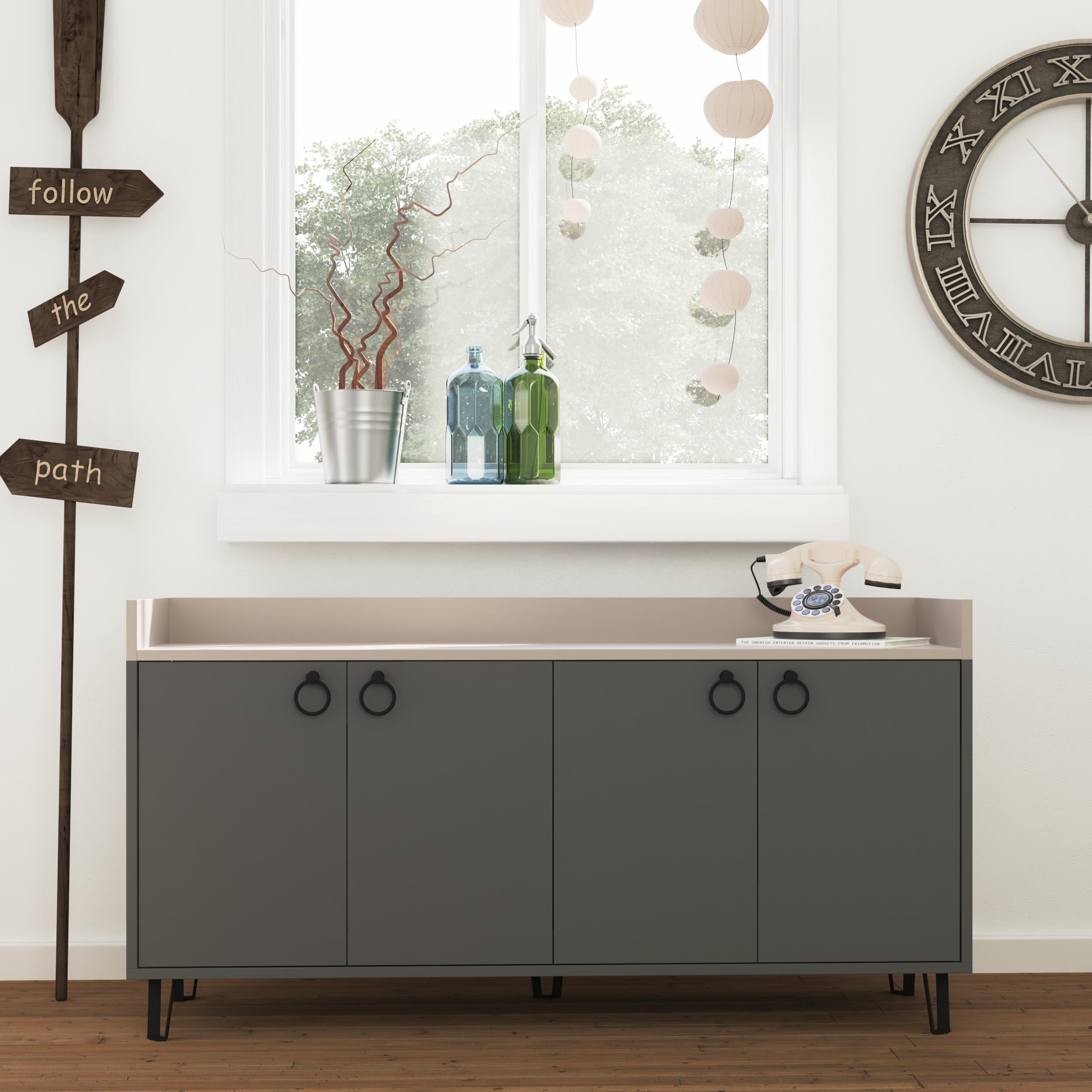 Console Dea – Anthracite & Moka Clair – Meuble d'Appoint Moderne