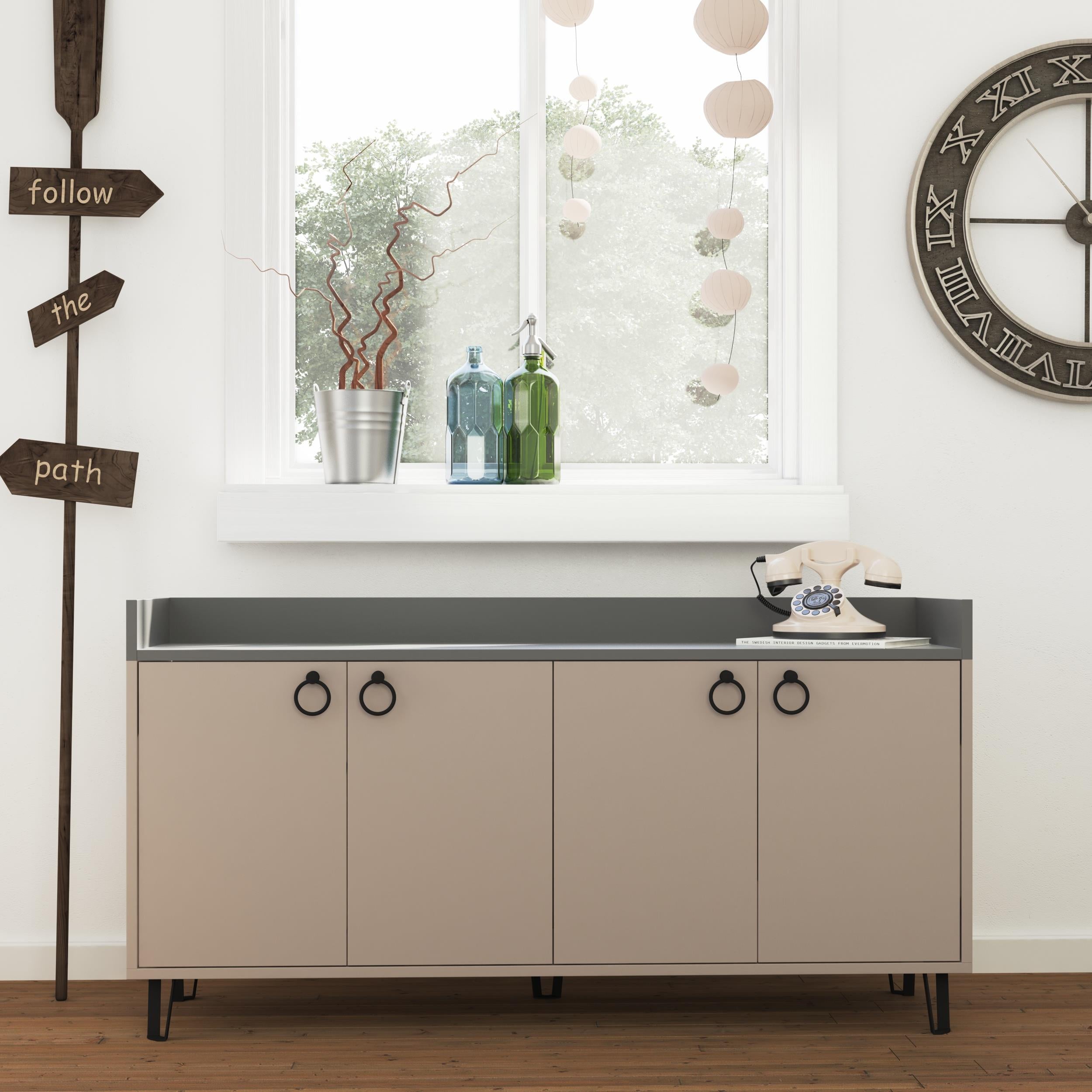 Console Dea – Anthracite & Moka Clair – Meuble d'Appoint Moderne