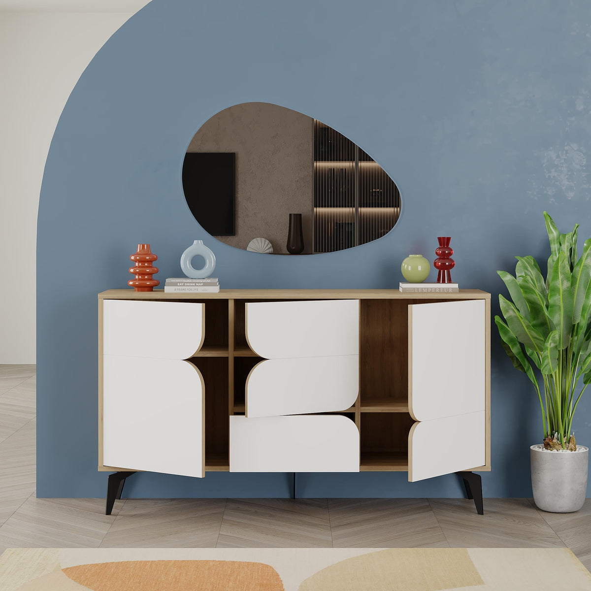 Decortieliving - Spark Console Sideboard 3 Doors 35 x 140 x 79.3 cm