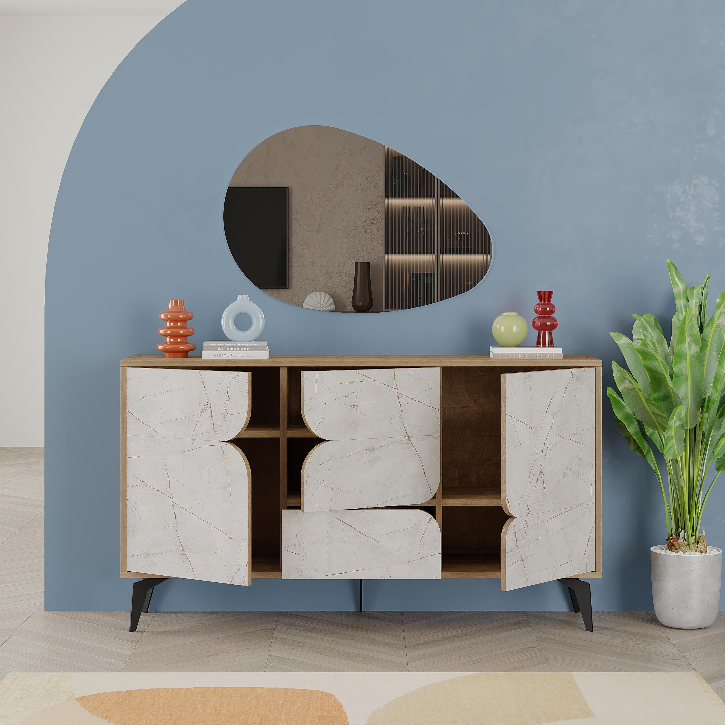 Decortieliving - Spark Console Sideboard 3 Doors 35 x 140 x 79.3 cm