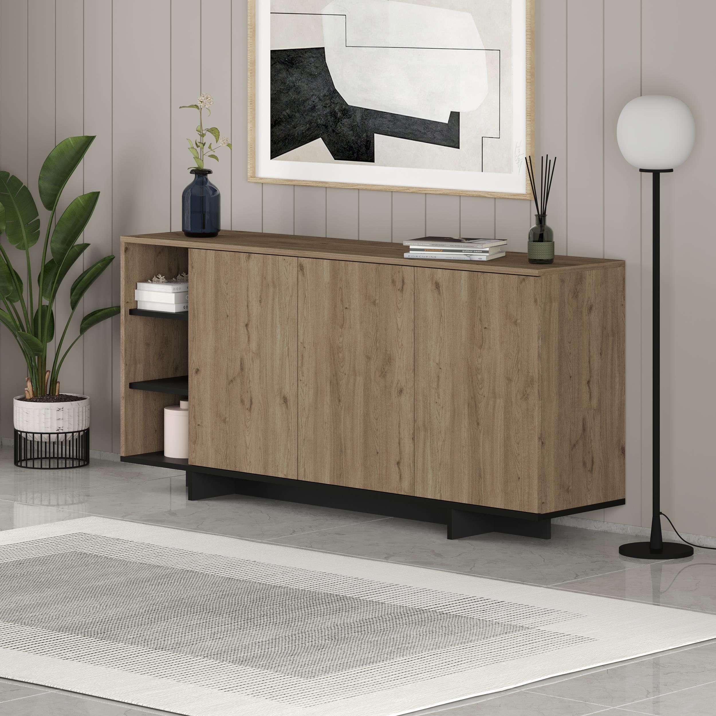 Console moderne Stockton avec étagères ouvertes