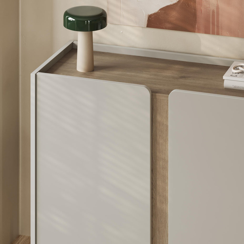 Decortieliving - Norm Sideboard 2 Doors Natural Oak-Sandstone 100 x 40.5 x 82.9 cm