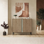 Decortieliving - Norm Sideboard 2 Doors Natural Oak-Sandstone 100 x 40.5 x 82.9 cm