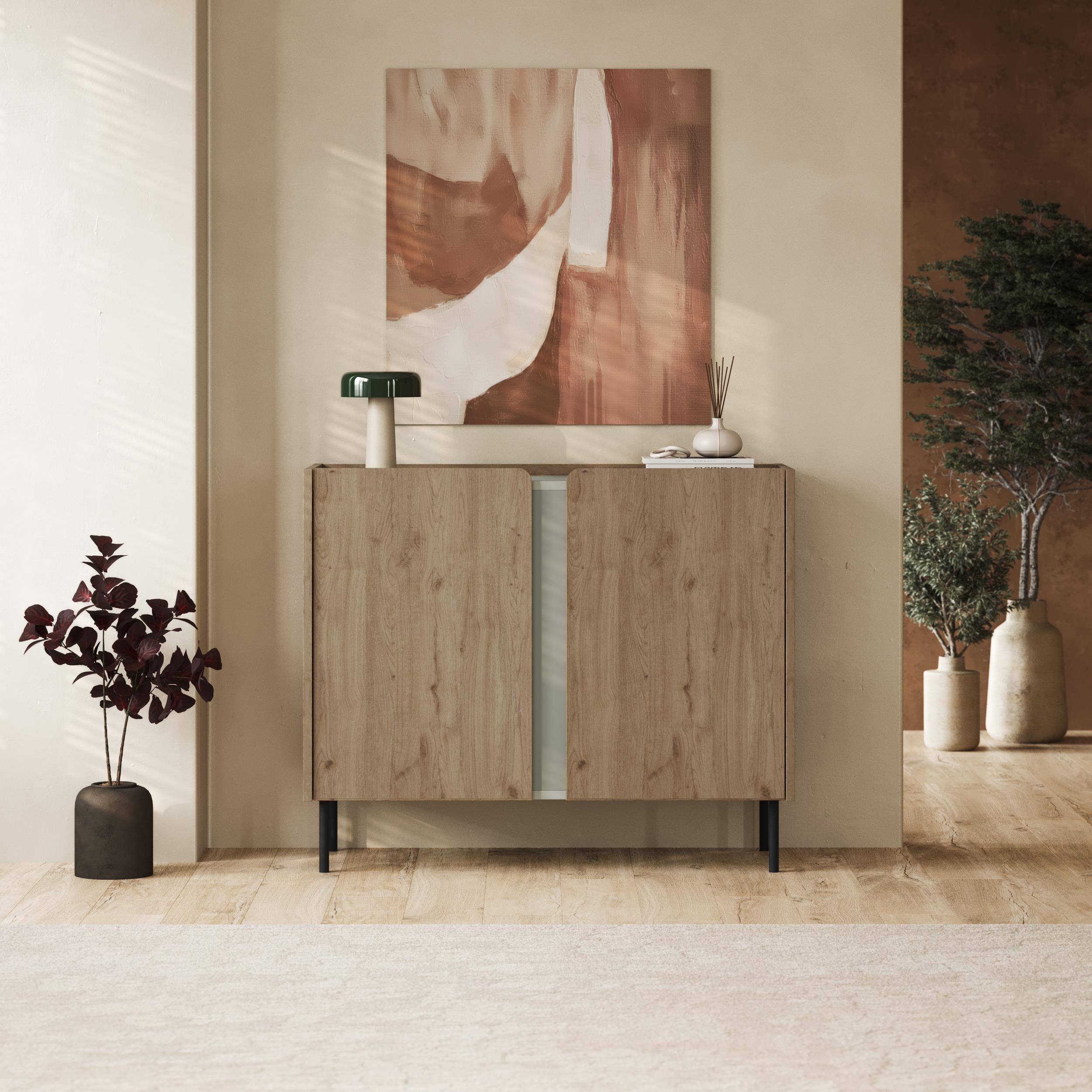 Decortieliving - Norm Sideboard 2 Doors Natural Oak-Sandstone 100 x 40.5 x 82.9 cm
