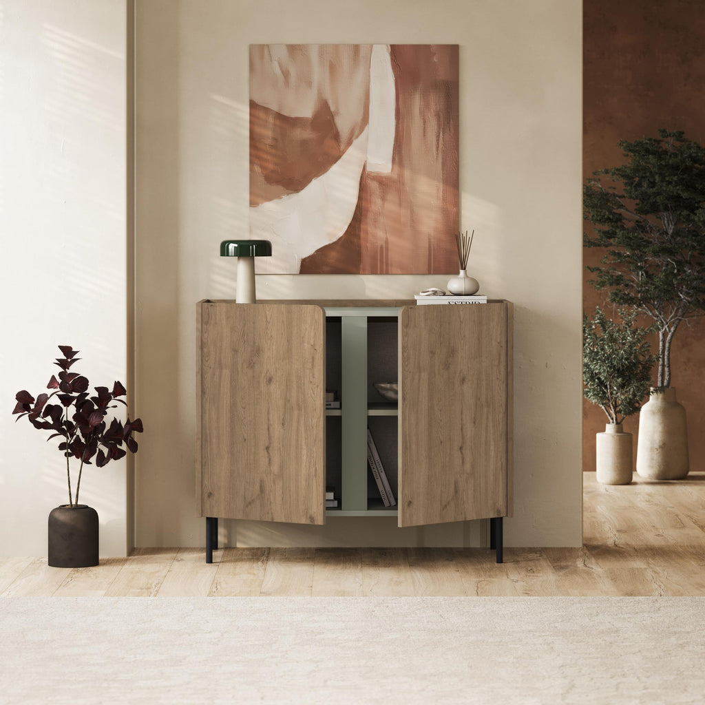 Decortieliving - Norm Sideboard 2 Doors Natural Oak-Sandstone 100 x 40.5 x 82.9 cm