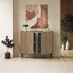 Decortieliving - Norm Sideboard 2 Doors Natural Oak-Sandstone 100 x 40.5 x 82.9 cm