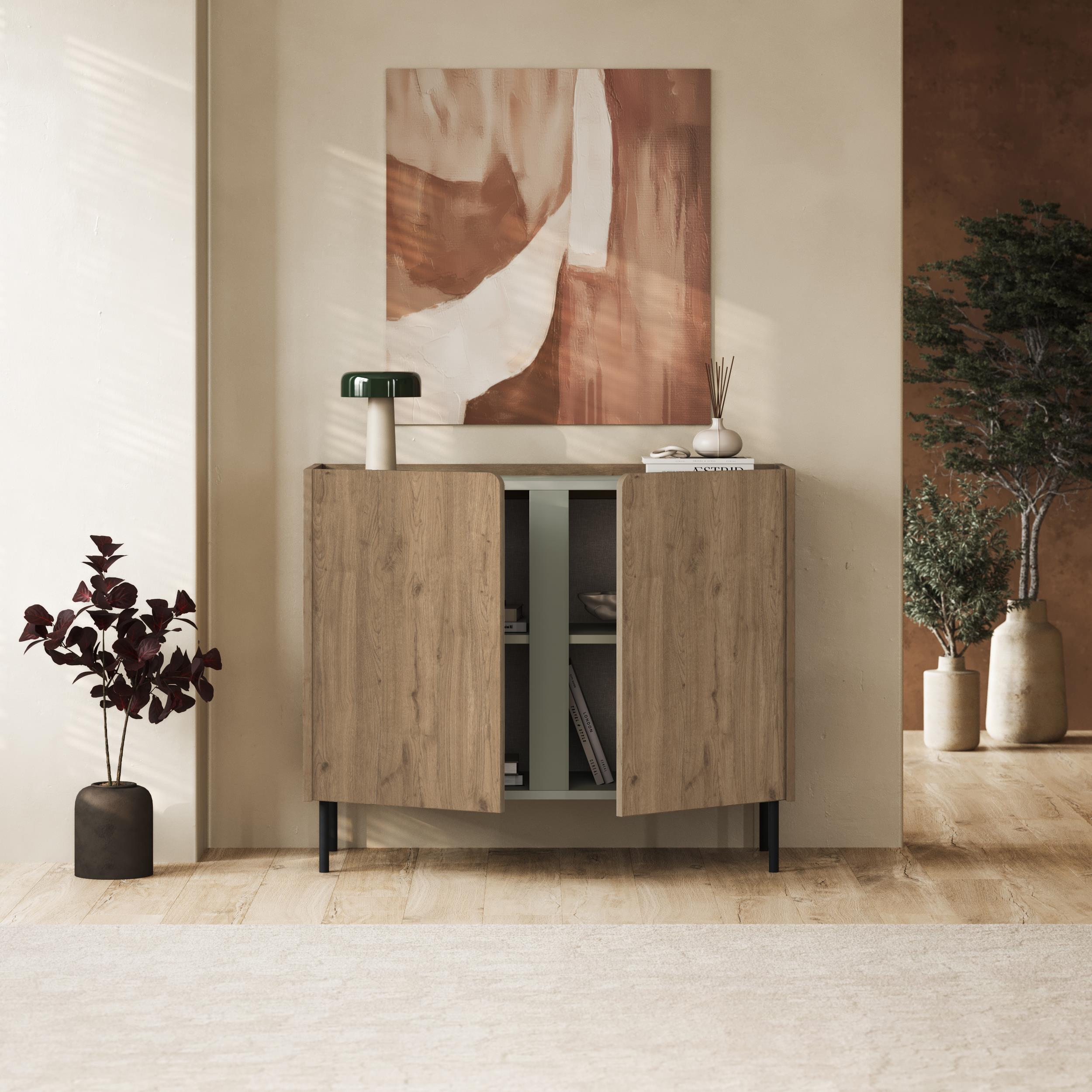 Decortieliving - Norm Sideboard 2 Doors Natural Oak-Sandstone 100 x 40.5 x 82.9 cm