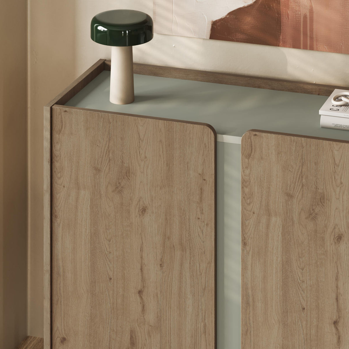 Decortieliving - Norm Sideboard 2 Doors Natural Oak-Sandstone 100 x 40.5 x 82.9 cm