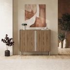 Decortieliving - Norm Sideboard 2 Doors Natural Oak-Sandstone 100 x 40.5 x 82.9 cm