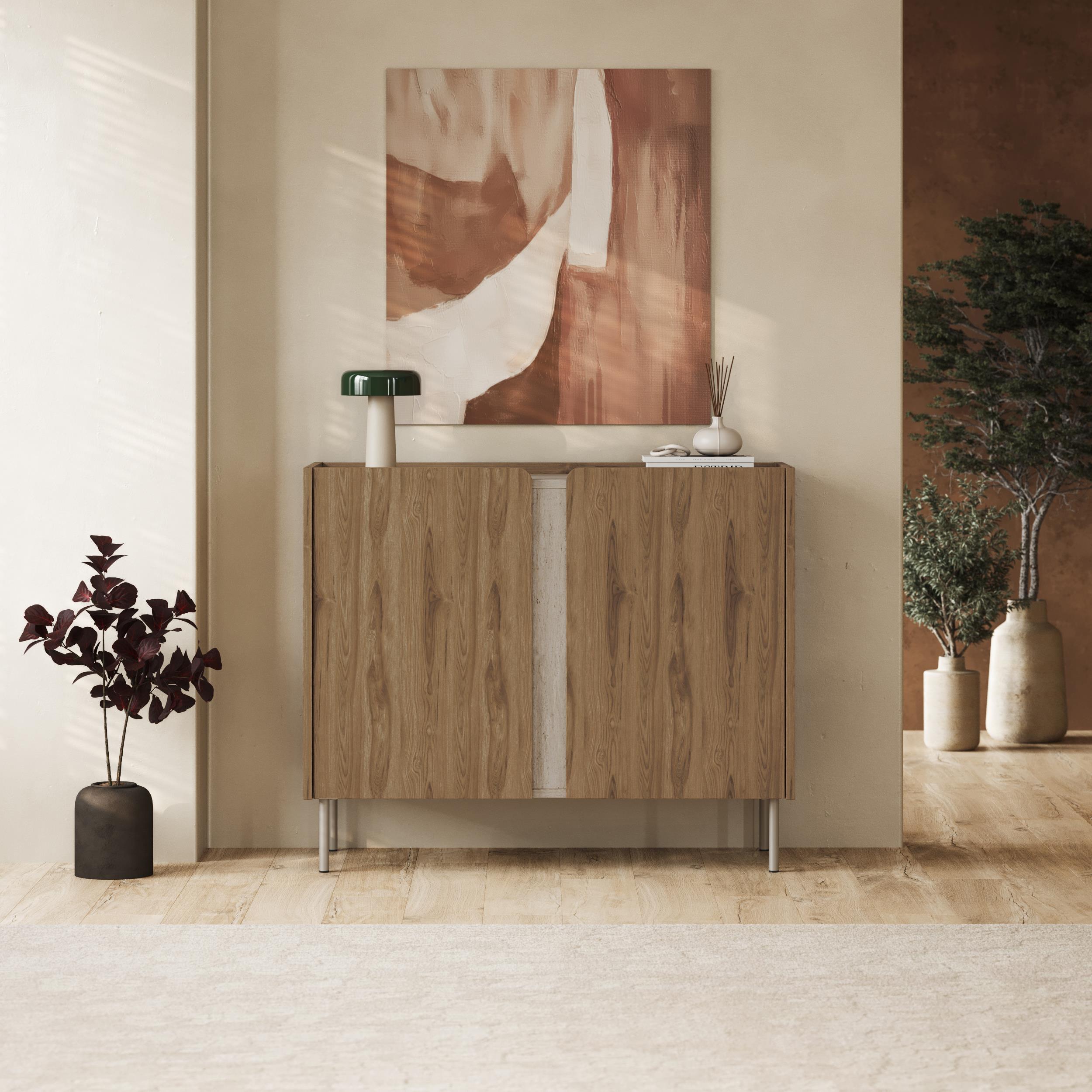 Decortieliving - Norm Sideboard 2 Doors Natural Oak-Sandstone 100 x 40.5 x 82.9 cm