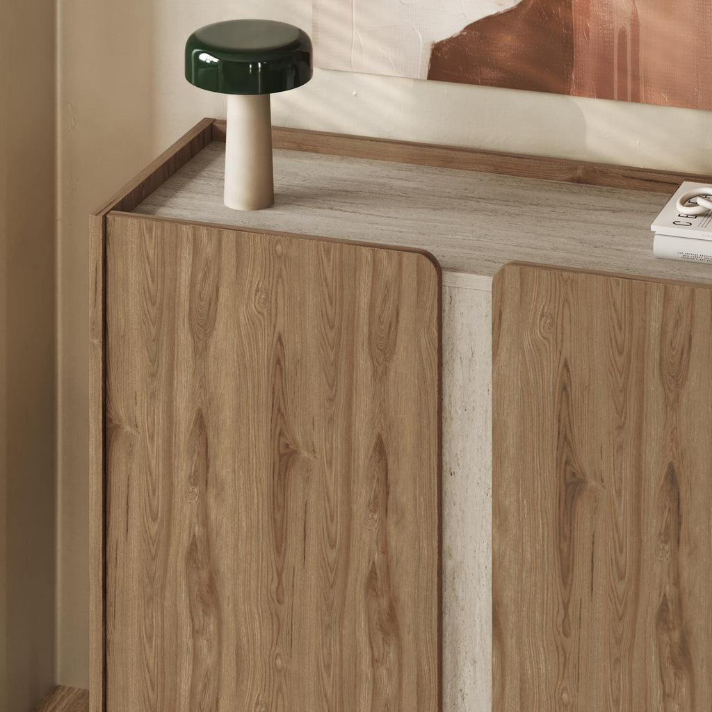 Decortieliving - Norm Sideboard 2 Doors Natural Oak-Sandstone 100 x 40.5 x 82.9 cm