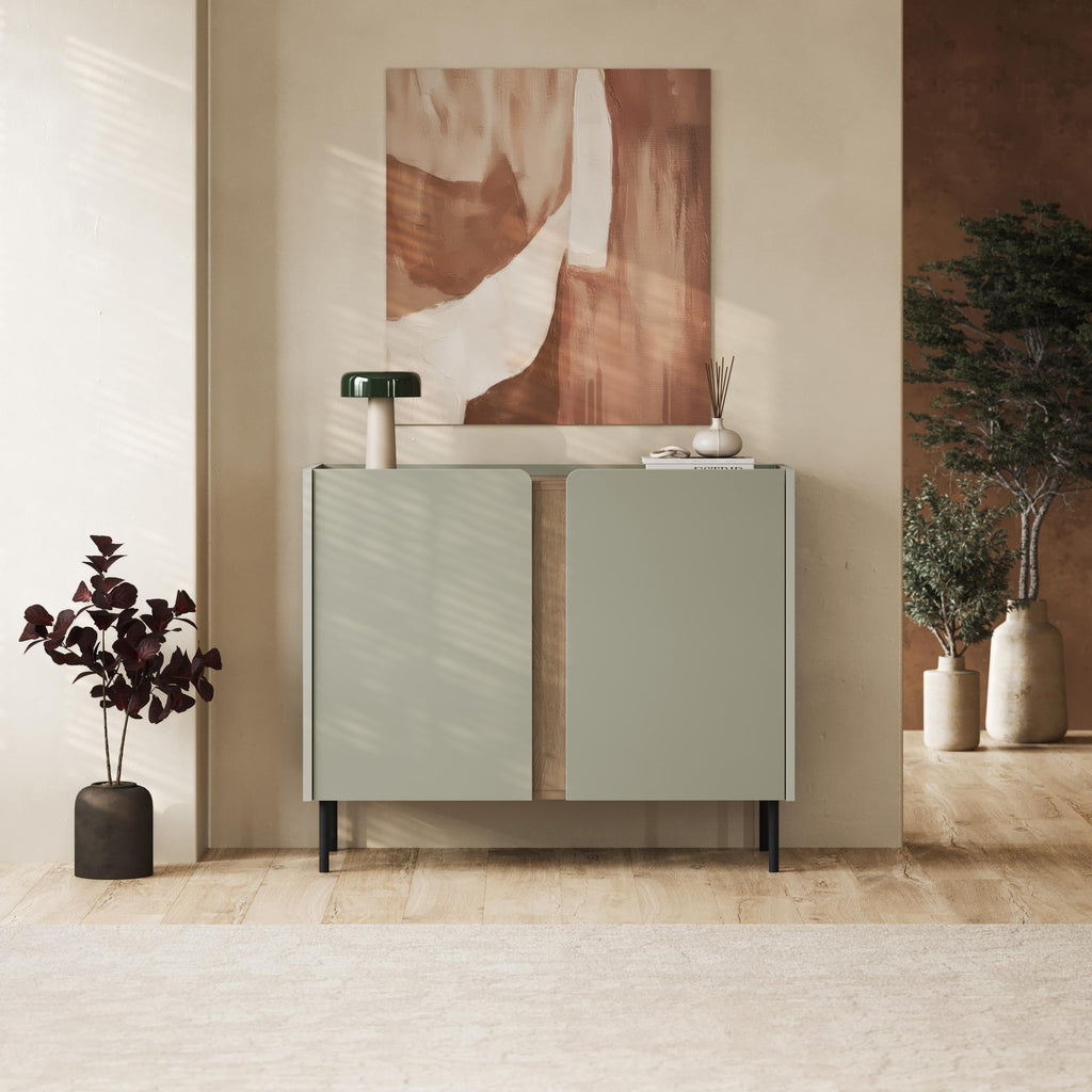 Decortieliving - Norm Sideboard 2 Doors Natural Oak-Sandstone 100 x 40.5 x 82.9 cm