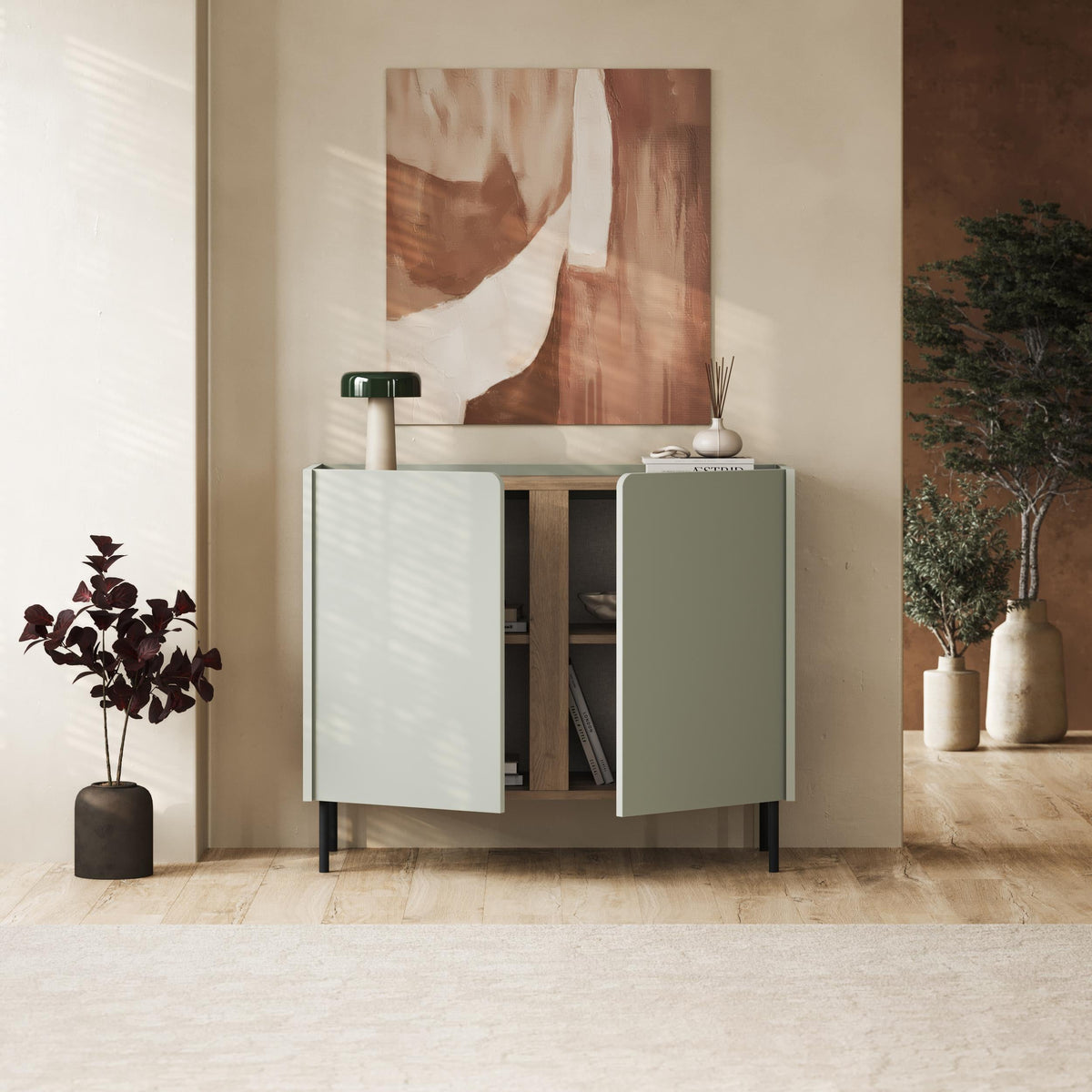 Decortieliving - Norm Sideboard 2 Doors Natural Oak-Sandstone 100 x 40.5 x 82.9 cm