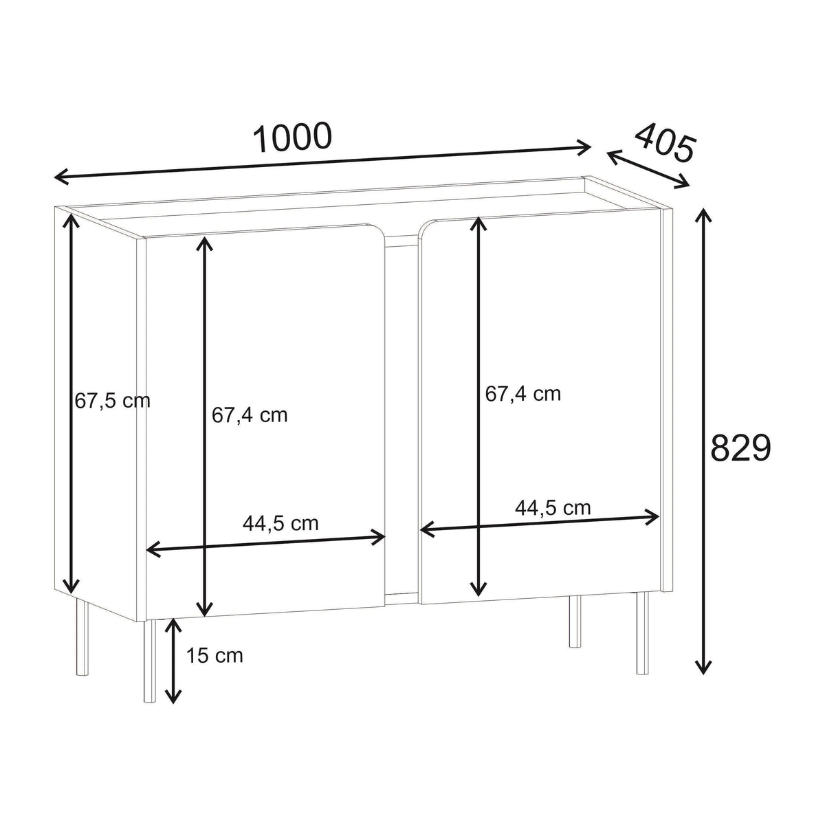 Decortieliving - Norm Sideboard 2 Doors Natural Oak-Sandstone 100 x 40.5 x 82.9 cm
